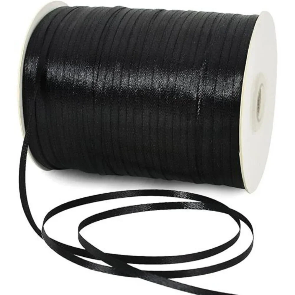 Black Satin Ribbon 870 Yards 1 8 Inch Double Face Fabric for Gift Wrapping Craft